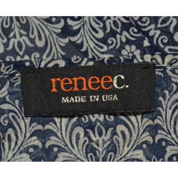 Renee C Top Women's M Blue Mixed Print Open Front Cardigan Boho Hipster Sheer - Picture 9 of 11